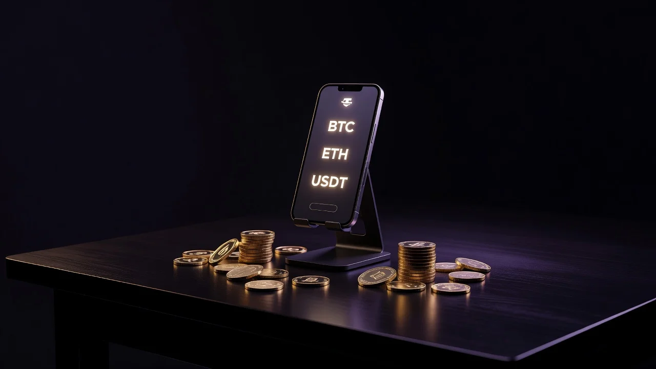 Choosing a crypto payment method on a smartphone